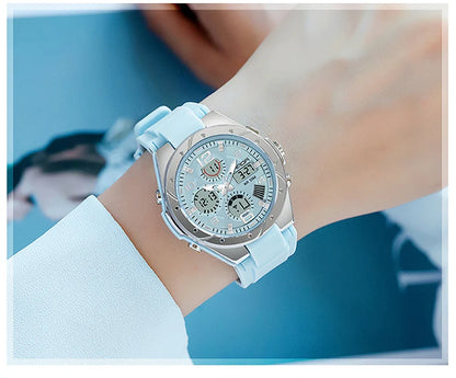 SANDA Top Brand New Lady Luxury Ms LED Digital Sport Watch Leisure Fashion Quartz Watch Women Girl Military 50M Waterproof Watch