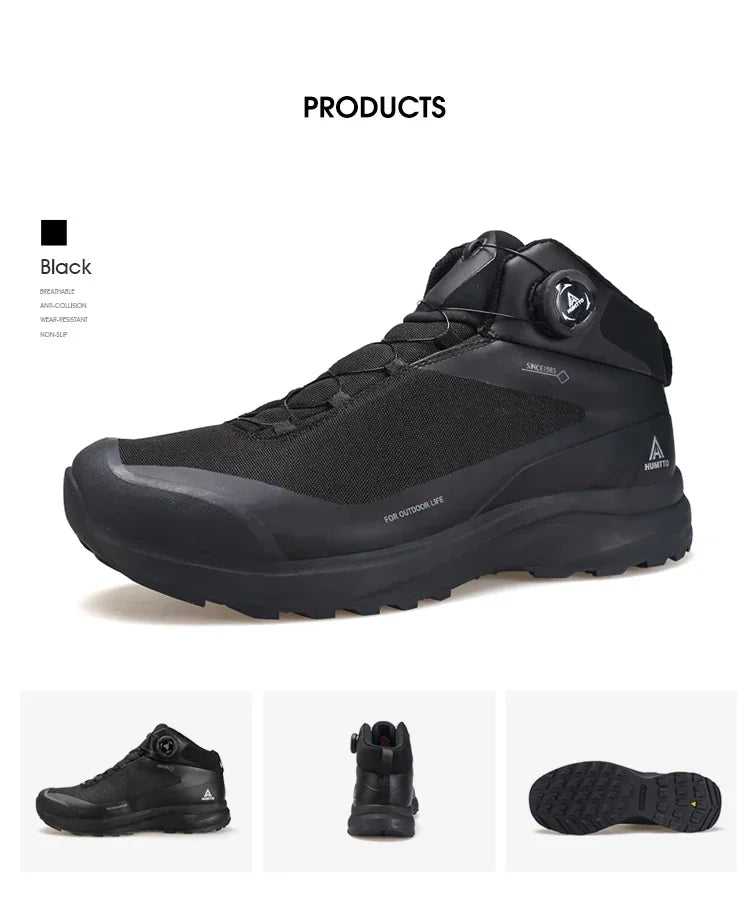 Zapatos de cuero HUMTTO para hombre, calzado deportivo de invierno para camping y actividades al aire libre, botas de trekking transpirables, zapatillas de senderismo antideslizantes para hombre