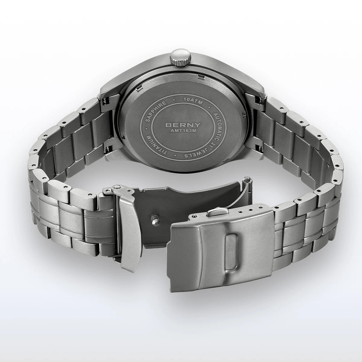 BERNY Automatic Full Titanium Watches for Men Sapphire Super Luminous Mechanical Field Watch Date 10ATM Sports Easy Read