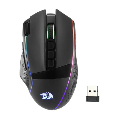 Mouse da gaming wireless Redragon M991 26000 DPI, 3 modalità, 9 pulsanti macro, retroilluminazione RGB, nero