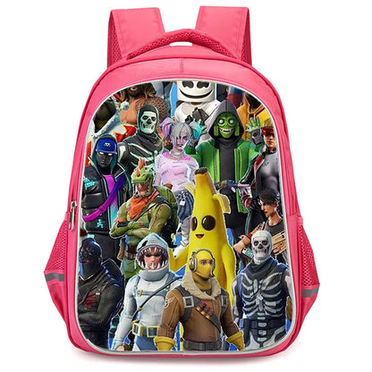 Mochila Fortnite Cartoon de 16 polegadas, unissexo, para rapazes e raparigas, com fechos duplos, grande capacidade e leve, para estudantes