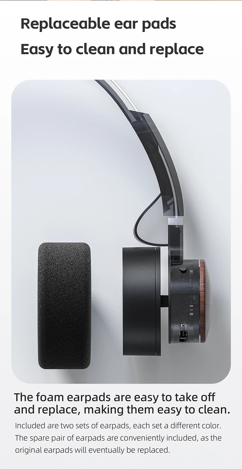 Auriculares Bluetooth On-Ear FIIO EH11 – Diadema inalámbrica Hi-Res LDAC con graves, batería de 30H, conexión a dos dispositivos y diseño retro ligero