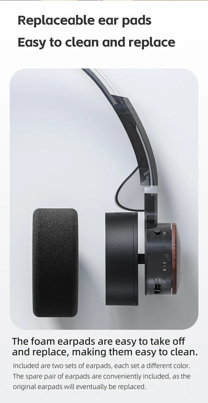 Auriculares Bluetooth On-Ear FIIO EH11 – Diadema inalámbrica Hi-Res LDAC con graves, batería de 30H, conexión a dos dispositivos y diseño retro ligero
