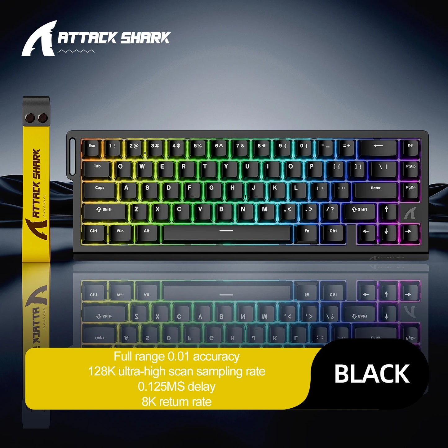 Teclado mecânico magnético ATTACK SHARK X68HE X68Pro He para gaming profissional, acionamento rápido de 0.01mm, 8000Hz, SOCD/Rs, 0.125ms, taxa de 128K