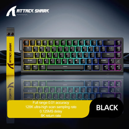 Teclado mecânico magnético ATTACK SHARK X68HE X68Pro He para gaming profissional, acionamento rápido de 0.01mm, 8000Hz, SOCD/Rs, 0.125ms, taxa de 128K