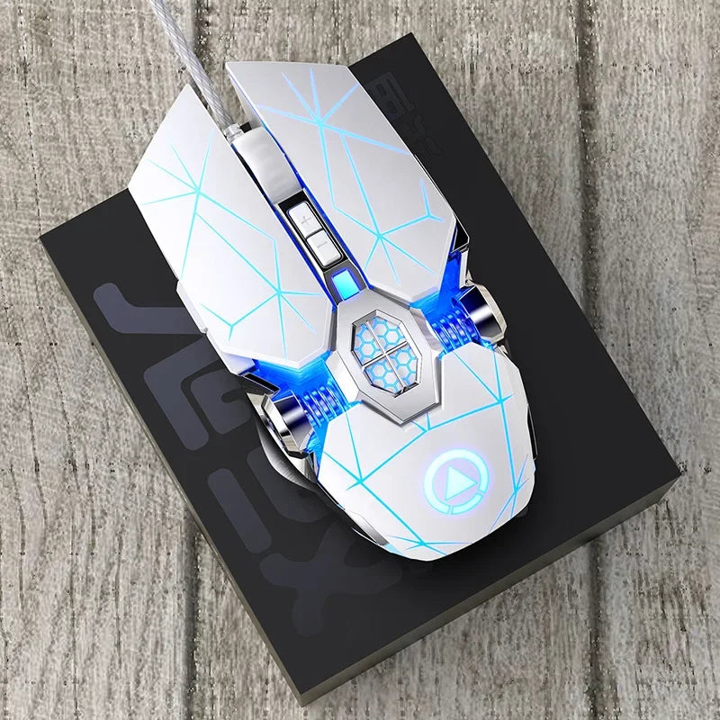 Rato Gaming Profissional Novo 3200dpi 7 Botões Retroiluminado Rato para Computador com Suporte para Definição de Macros Mecânico com Fio Silencioso