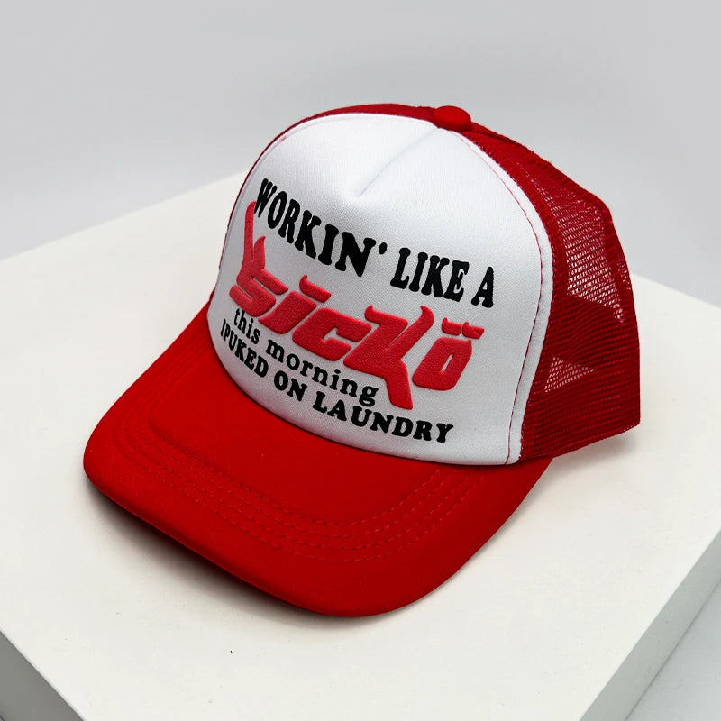 Trucker-Caps im amerikanischen Stil mit Cruise-Print, Anime-Motiven und neuem Schriftzug – atmungsaktive Baseballmützen mit Netzfutter für Herren und Damen, vielseitig kombinierbar