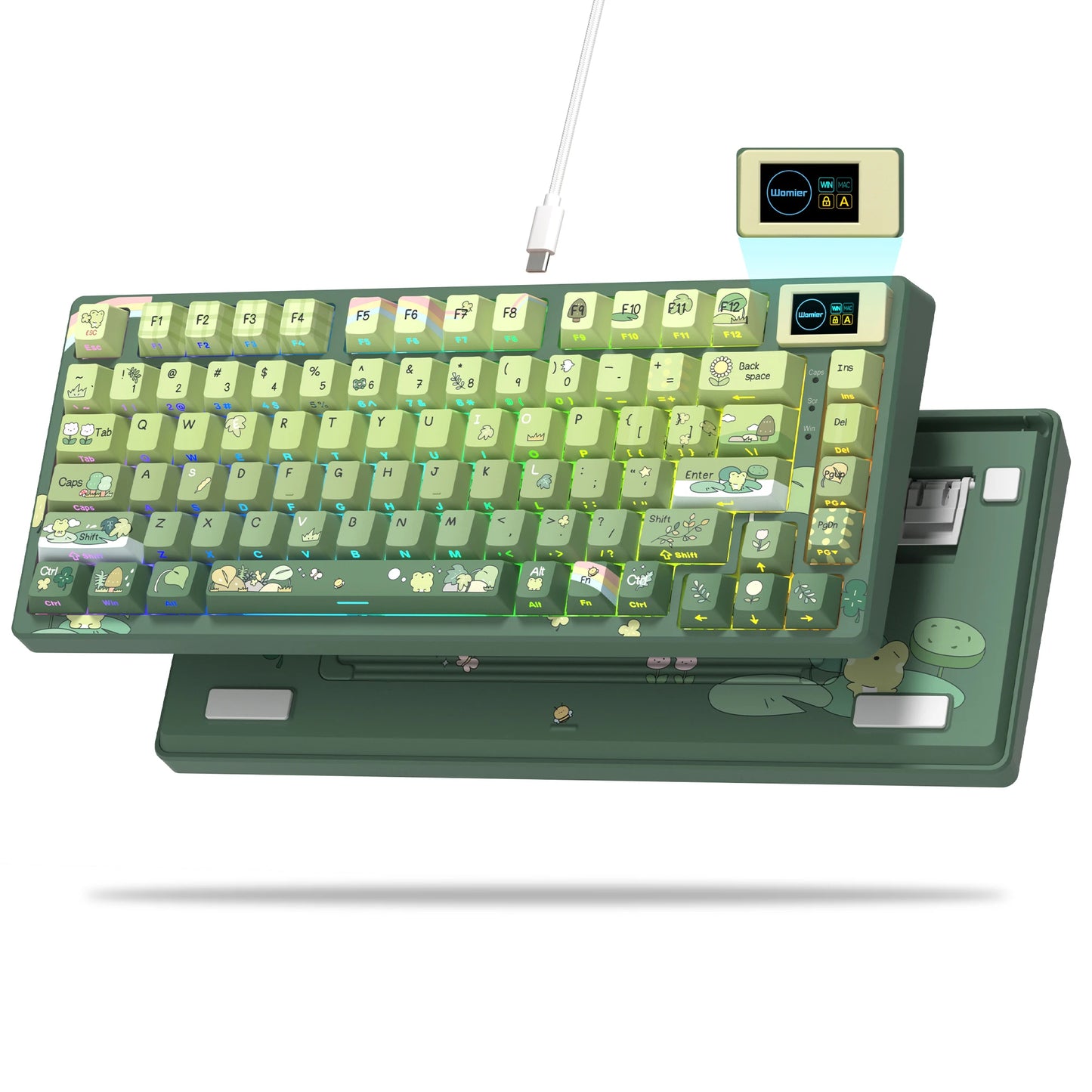Teclado gamer Womier S-K80 con pantalla OLED a color, teclado mecánico gaming hot-swappable con montaje gasket y RGB personalizable