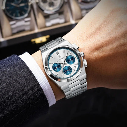 Pánské hodinky POEDAGAR – luxusní chronograf z nerezové oceli, s datem, vodotěsné a s luminiscenčními prvky – sportovní náramkové hodinky s quartzovým strojkem
