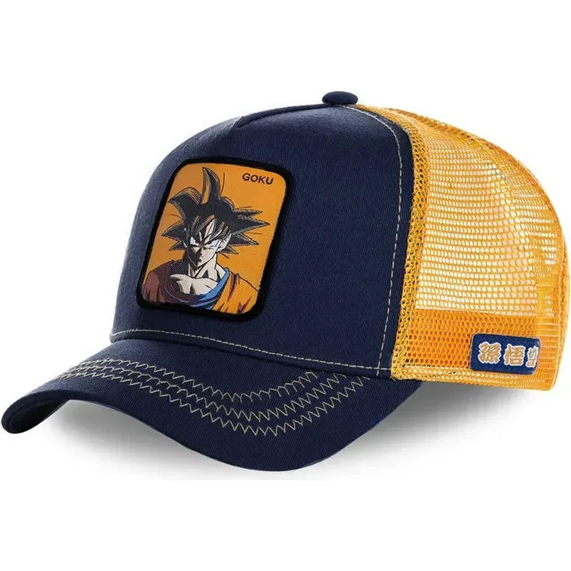 Boné de Basebol Dragon Ball Son Goku para Homem, com Bordado, Pala de Sol, Rede Trucker Ajustável, Estilo Hip-Hop para Viagens de Verão