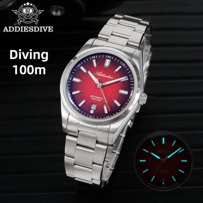ADDIESDIVE New 2026 Luxury Men's Mechanic Quartz Analog Watch Super Luminous Steel Watch 10Bar Bubble Glass Personalized Watches
