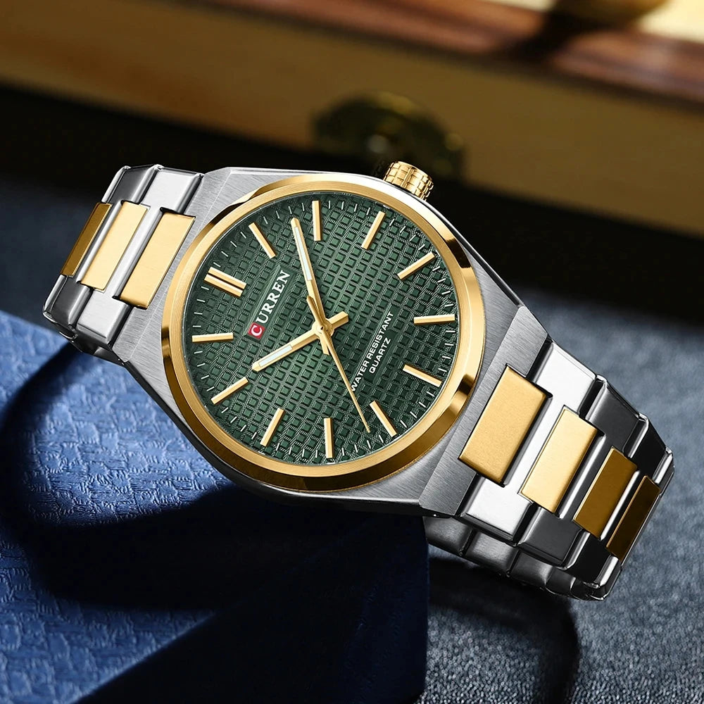 Montre pour homme CURREN 8439 – Modèle de grande marque, style luxe et professionnel, étanche, en acier inoxydable, type militaire, à mouvement quartz.