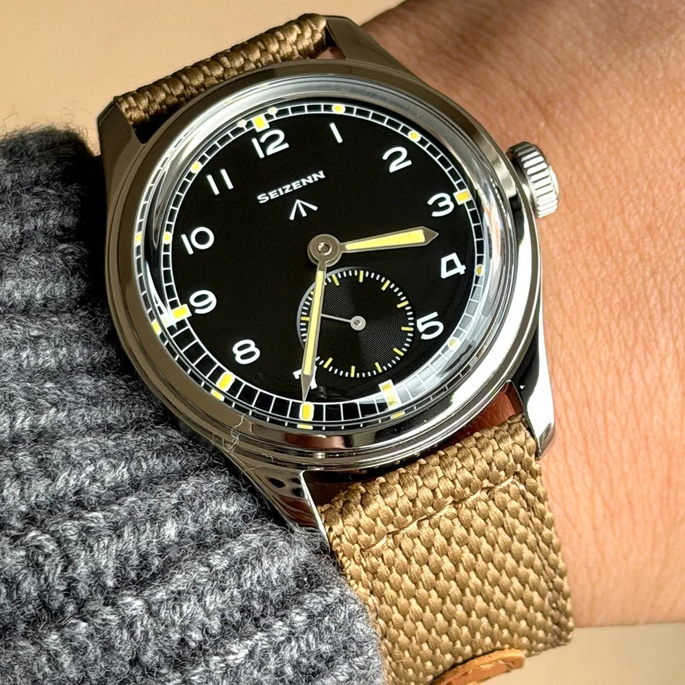 Classic Retro Arrow Pilot Watch Male Mens WWII 12 Mechanical Satch Manual Hand Wind Luminous Stain Steel Merkur 38mm Case