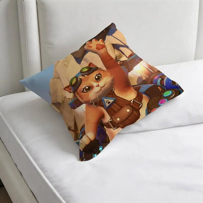 Capa de Almofada Quadrada Jetpack Cat O-Overwatch Gaming, Macia e Decorativa, para Sofá e Cama em Casa