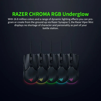 Razer REGALO DI CAPODANNO regalo Thunder Snake Viper Mini mouse gaming cablato per computer e laptop Esports con luce RGB, mouse per mani piccole