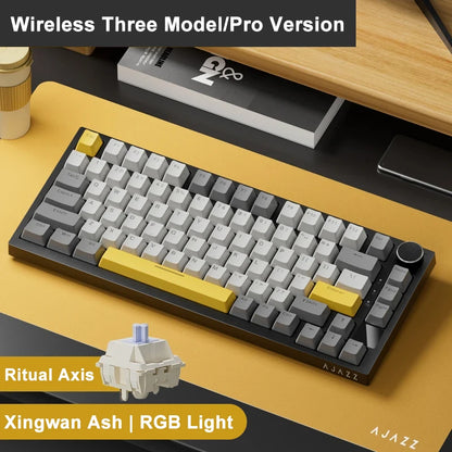 Ajazz AK820 / AK820PRO Gaming Mechanical Keyboard 82 Keys Wired Bluetooth 2.4GHz Wireless Gamer Keyboard Custom Gasket for Laptop