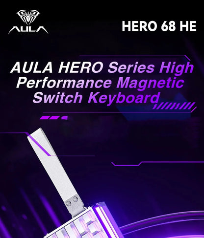 AULA HERO 68HE Teclado Mecânico Gaming RGB com Switch Magnético Rapid Trigger Retorno 8K com Fio Teclado Personalizado para Esports
