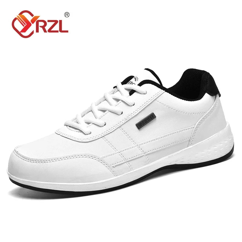 Sapatos para Homem YRZL Primavera Outono Impermeáveis, Ténis de Caminhada em Pele para Lazer e Desporto Masculino, Calçado Antiderrapante para Homem