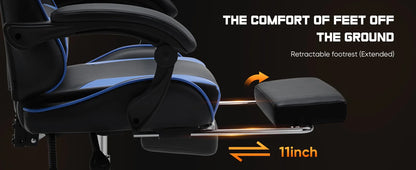 JHK Ergonomic Racing Gaming Chair Adjustable Swivel PU Leather with Headrest and Lumbar Support for Office Computer Living Room