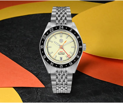 San Martin 39.5mm Limited Edition Full Lume Dial Automatic Men's Watch NH34 GMT 6H Date 10Bar Luxury Watch SN0116W