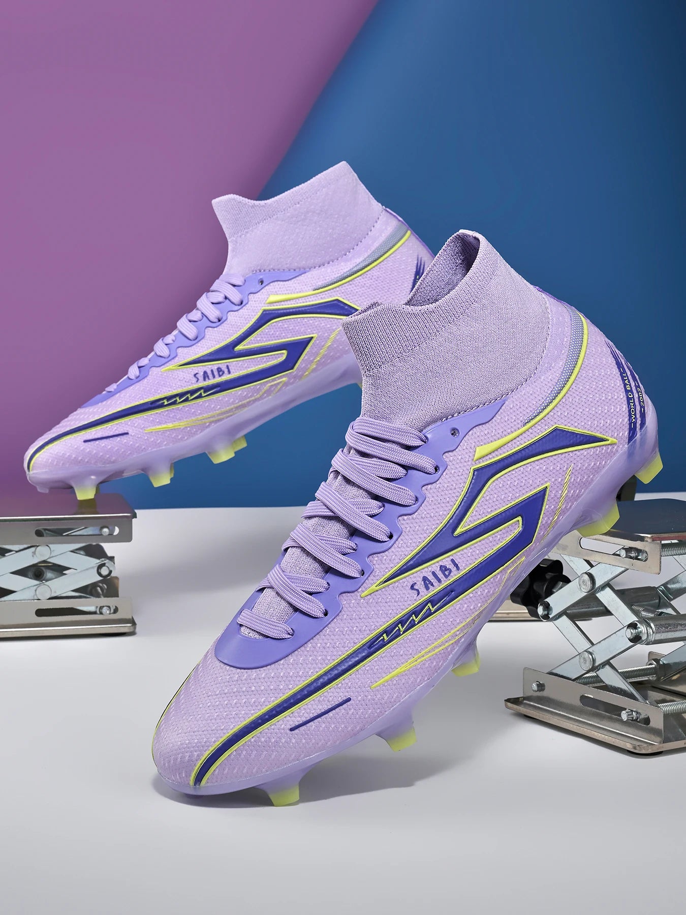 AG/FG Long Studs Soccer Shoes, PU Fabric Mixed Upper, TPU Sole Wear-Resistant Anti-Slip, Men Women Kids Youth Outdoor Sports