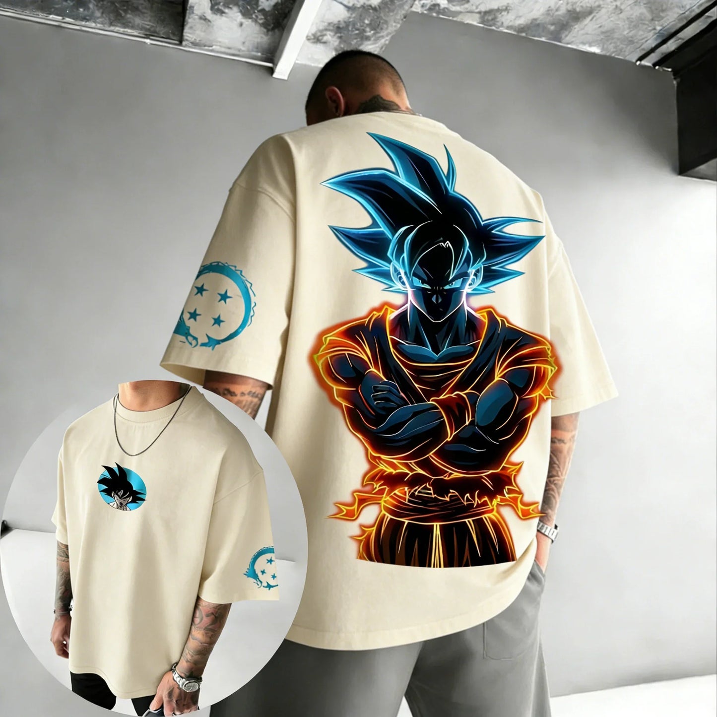 Dragon Ball Anime Cotton T-shirt Summer New Goku Printed Men's and Women's Hip Hop Oversized Casual Short Sleeve Top