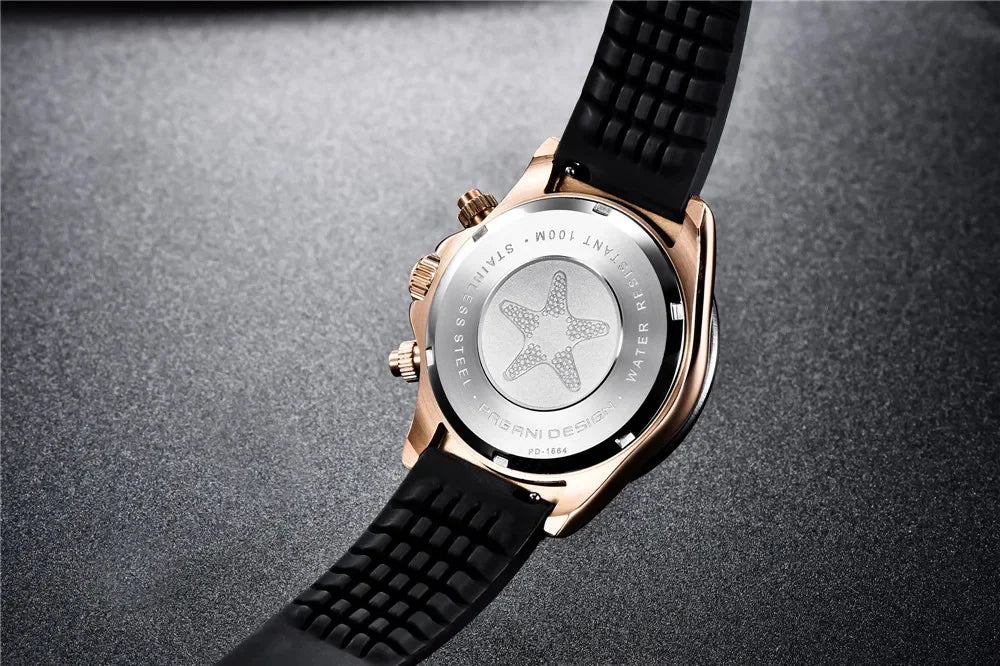 Nuevo original PAGANI DESIGN PD-1664 reloj de pulsera de lujo para hombre con movimiento de cuarzo japonés VK63, cristal de zafiro, cronógrafo impermeable dorado