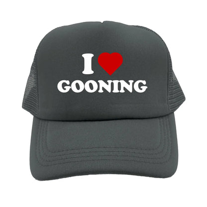 Casquettes de baseball humoristiques « I Love Gooning » – Casquette d'été tendance pour homme en maille, casquette de camionneur humoristique, casquettes unisexes d'extérieur en maille MZ-080