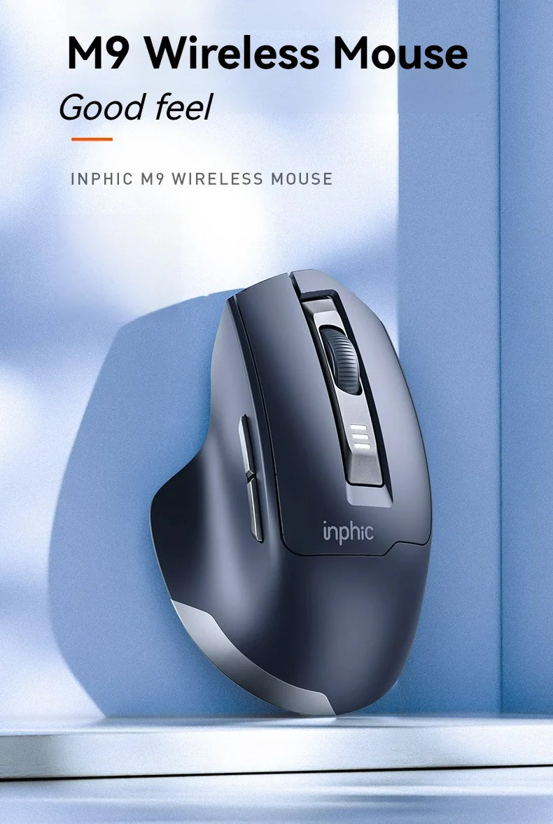 Inphic M9 Kabellose Maus 2.4G USB-Empfänger Wiederaufladbar Type-C Stummschaltungstaste Energieanzeige Ergonomische universelle Office-Maus