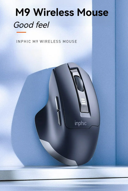 Inphic M9 Kabellose Maus 2.4G USB-Empfänger Wiederaufladbar Type-C Stummschaltungstaste Energieanzeige Ergonomische universelle Office-Maus