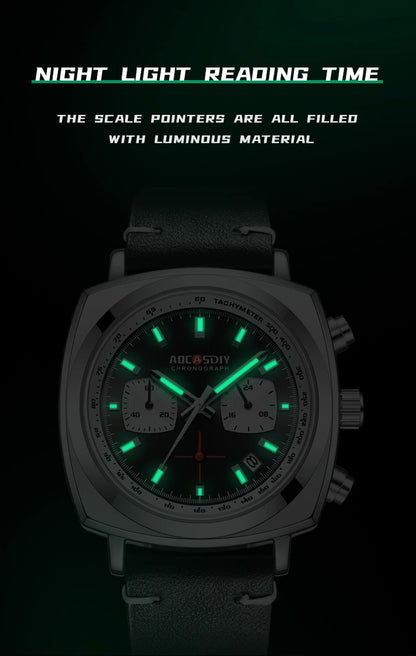 2026 New Square Watches for Men Multi-Functional Three-Eye Six-Pin Timing Waterproof Chronograph Quartz Watch Relogio Masculino