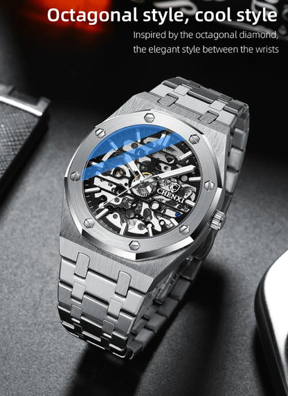 CHENXI Automatic Mens Watches Waterproof Business Stainless Steel Sport Mens Watches Top Brand Mechanical Tourbillon Wrist Watch