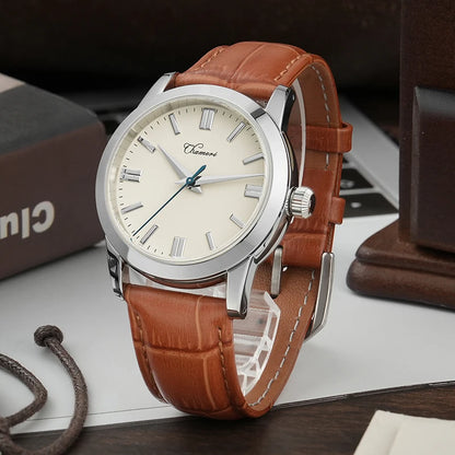 Chameri GS04 Quartz Watch VH31 Sweep Movement Business Watch Sapphire Crystal 100m Waterproof 316L Stainless Steel Vintage Watch
