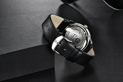 PAGANI DESIGN Men's Casual Quartz Watch Light Luxury All-Match Coated Glass Waterproof Stainless Steel Dial Date Display Watch