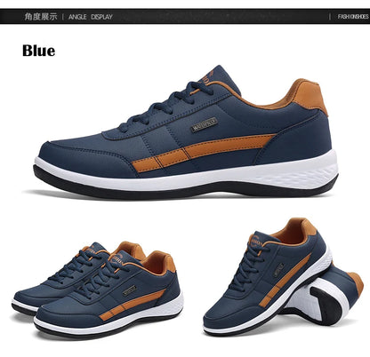 Sapatos para Homem YRZL Primavera Outono Impermeáveis, Ténis de Caminhada em Pele para Lazer e Desporto Masculino, Calçado Antiderrapante para Homem