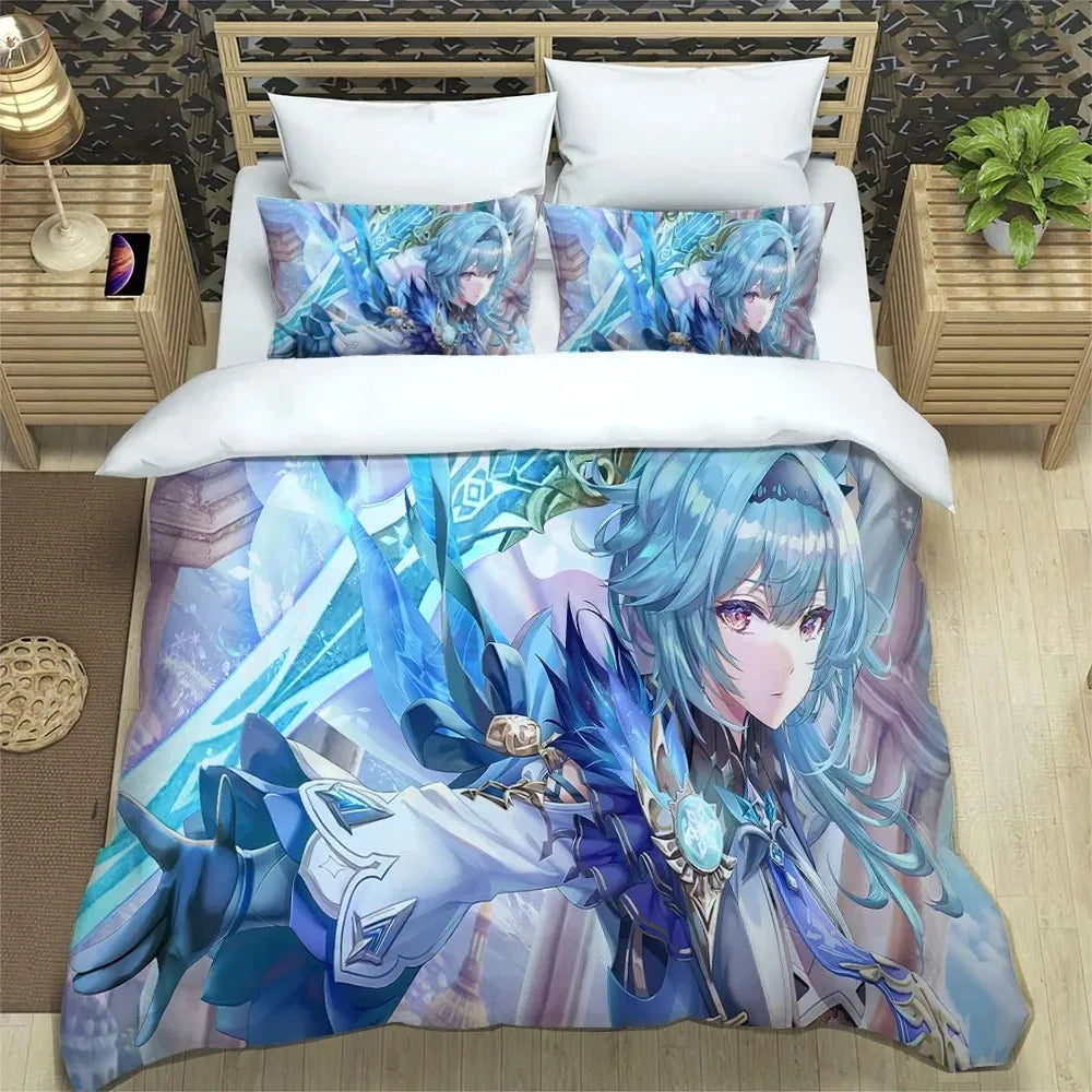 Anime Genshin Impact Bedding Set Boys Girls Twin Queen Size Duvet Cover Pillowcase Bed Kids Adult Fashion Home Textile