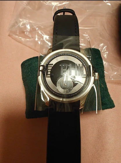 High-end men's 38MM watch black enamel dial ST17 manual mechanical watch leather waterproof