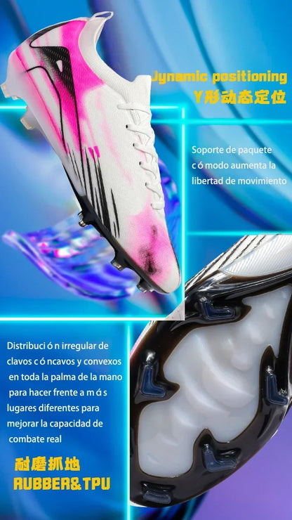 New Men's Football Boots Match Soccer Shoes FG Ultralight Drop Shipping Training Shoes Cleats Outdoor Soccer Non-Slip Long Spikes