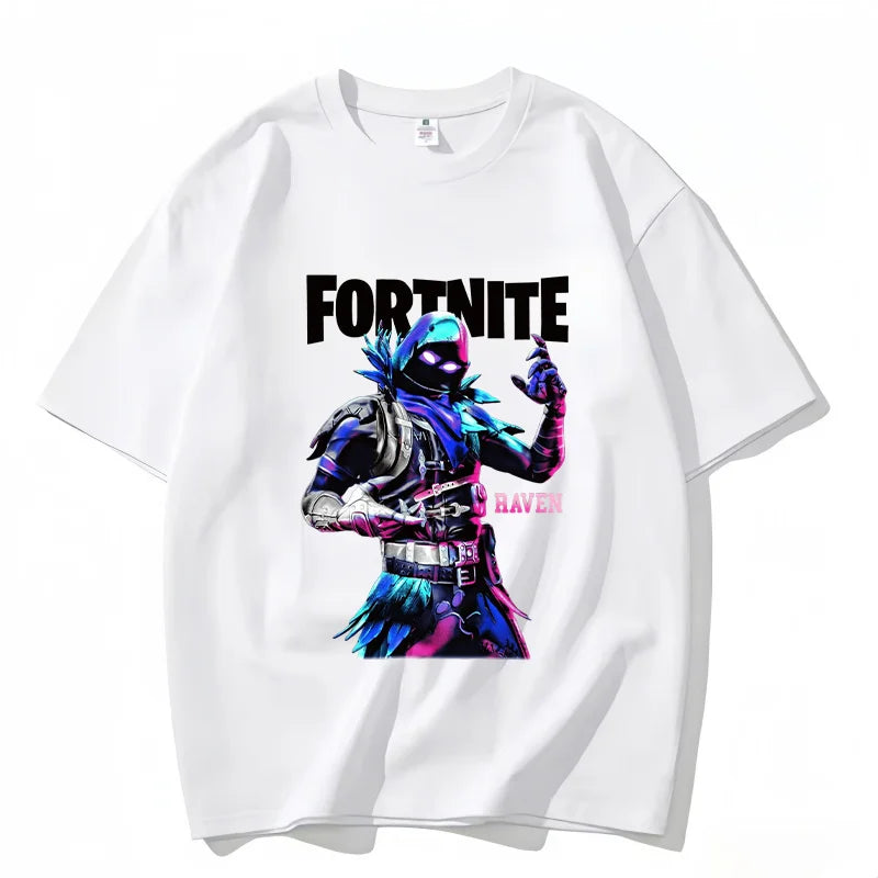 T-shirt Fortnite de gola redonda, unissexo para adulto, moda de dança do jogo, novo, em algodão puro, manga curta, perfeito para uso casual e férias