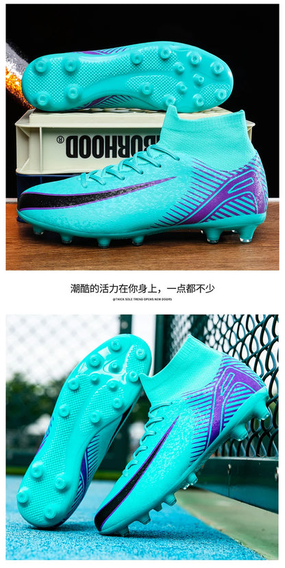 High Top Football Boots Men's Large Size 47 Training Sports AG Long Nail TF Broken Nail Ball Shoes Net Lining Rubber Outsole