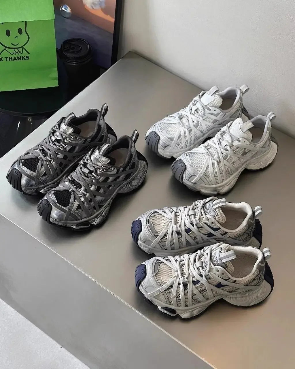 Spring Summer New Style Men and Women Dad Shoes, Thick Bottom Net Surface Sports Shoes, Trendy, Versatile, Breathable Tie Shoes