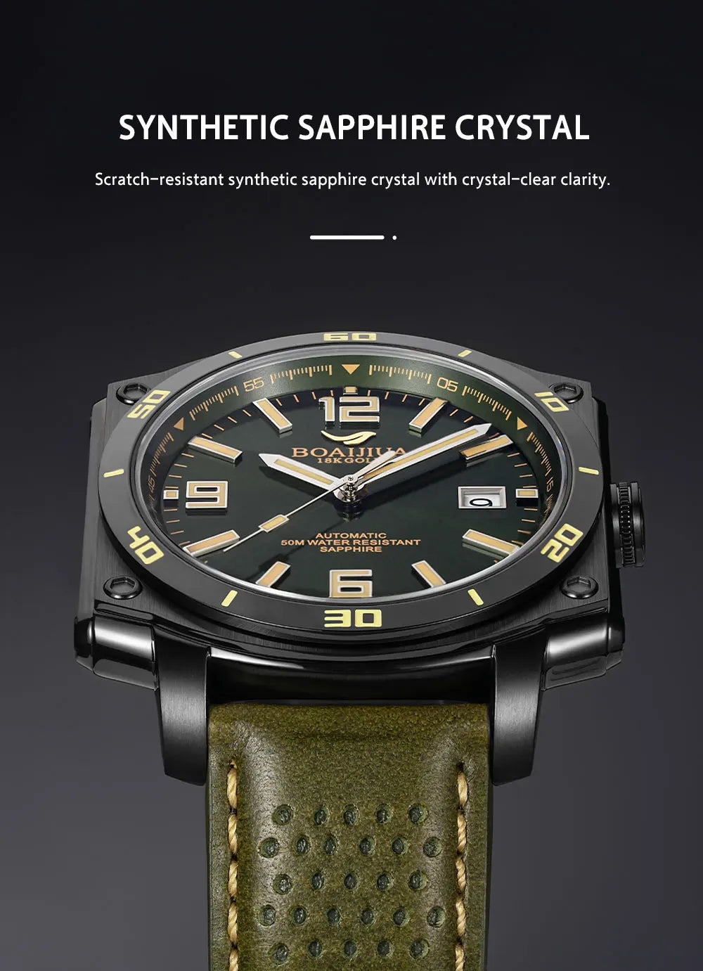 BORIAGE(BOAIJIUA) NH35 Fully Automatic Mechanical Men's Watch Original Design Mechanical Watches  Luminous Wristwatch