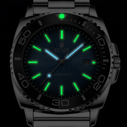 RUIGE Fashion Men's Fully Automatic Mechanical Watch Stainless Steel Calendar Men's Night Light Waterproof Versatile Watch