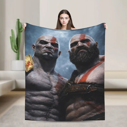 God of War Games Kratos Cartoon  Blanket  Warm Soft Pattern Plush Throw Blanket For Couch Chair Sofa Bed Bedspread Bed Cover