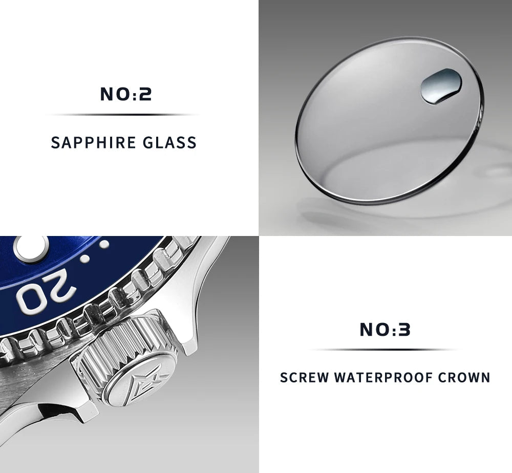 CADISEN New Luminous Men Mechanical Wristwatches Ceramic Bezel Sapphire Glass Automatic Watch Men Relogio Masculino