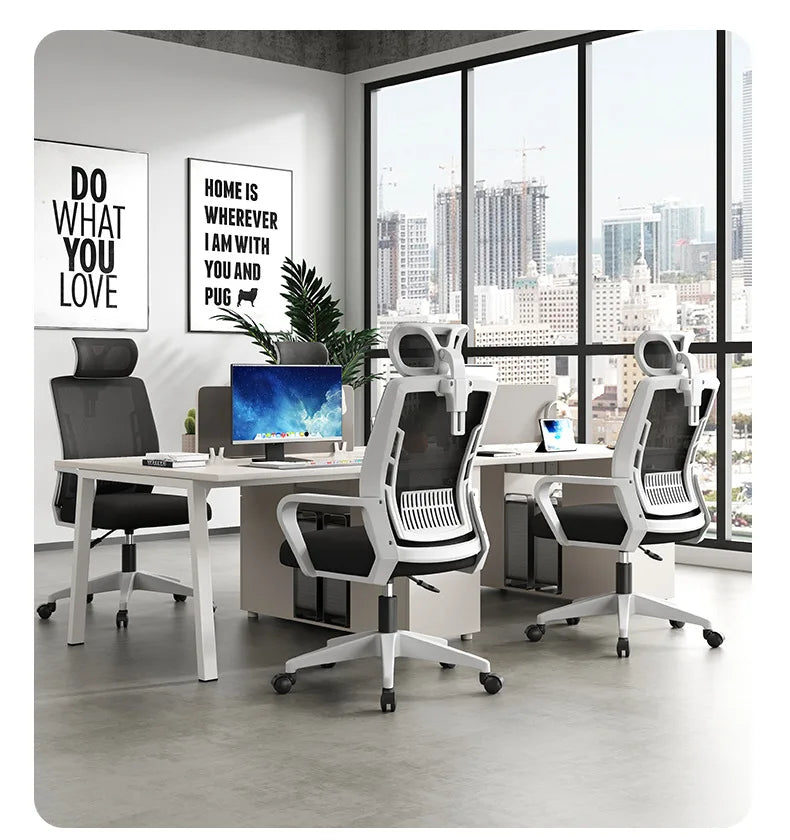 Sedia ergonomica da home office con schienale regolabile in altezza, girevole, supporto lombare, poggiatesta, sedia gaming
