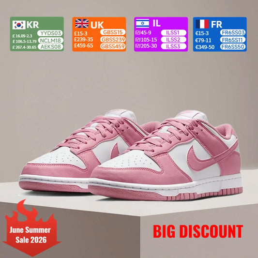 Nike Dunk Low Pink and White Colorway Low-Top Retro Casual Sneakers Durable Skate Shoes for Women DD1873-112