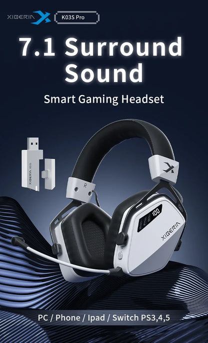 XIBERIA Wireless Gaming Headphones K03S Pro 7.1 Surround Sound 2.4GHz 4 Mode Headsets Gamer 2000mAh Battery Low Latency IEM