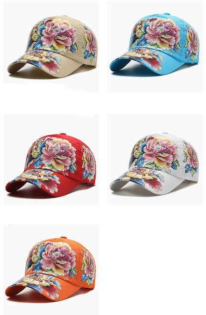 Boné de basebol de secagem rápida para homem e mulher, chapéus de sol florais com estampado em estilo chinês, chapéus de sol com flores, chapéus para exterior