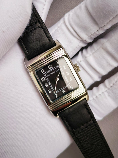 Specht&Söhne Reversible Square Watch Ronda Quartz Movt Stainless Steel Case Sapphire Crystal Flip Design Mens Fashion Wristwatch
